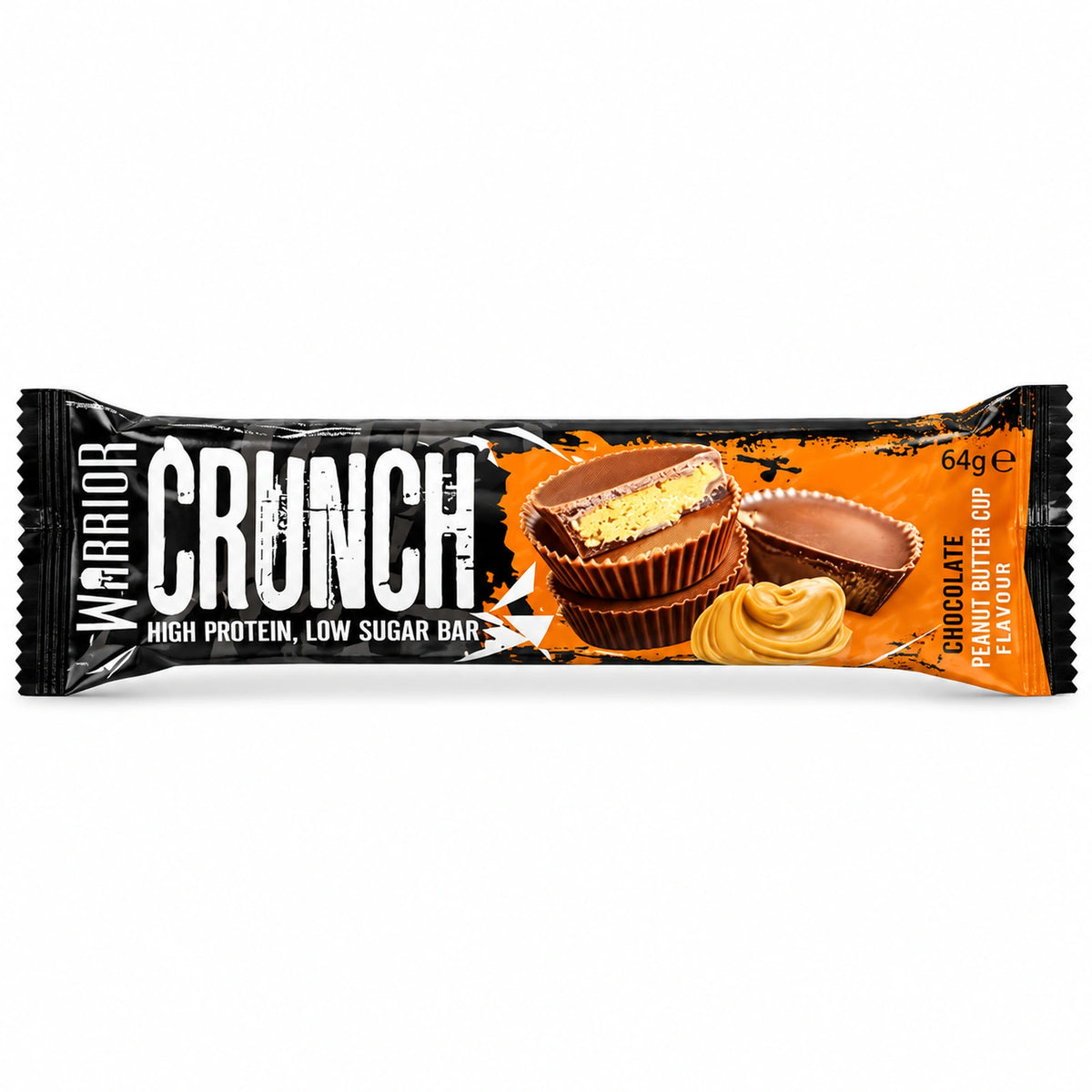 Warrior Crunch Chocolate Peanut Butter Cup op witte achtergrond