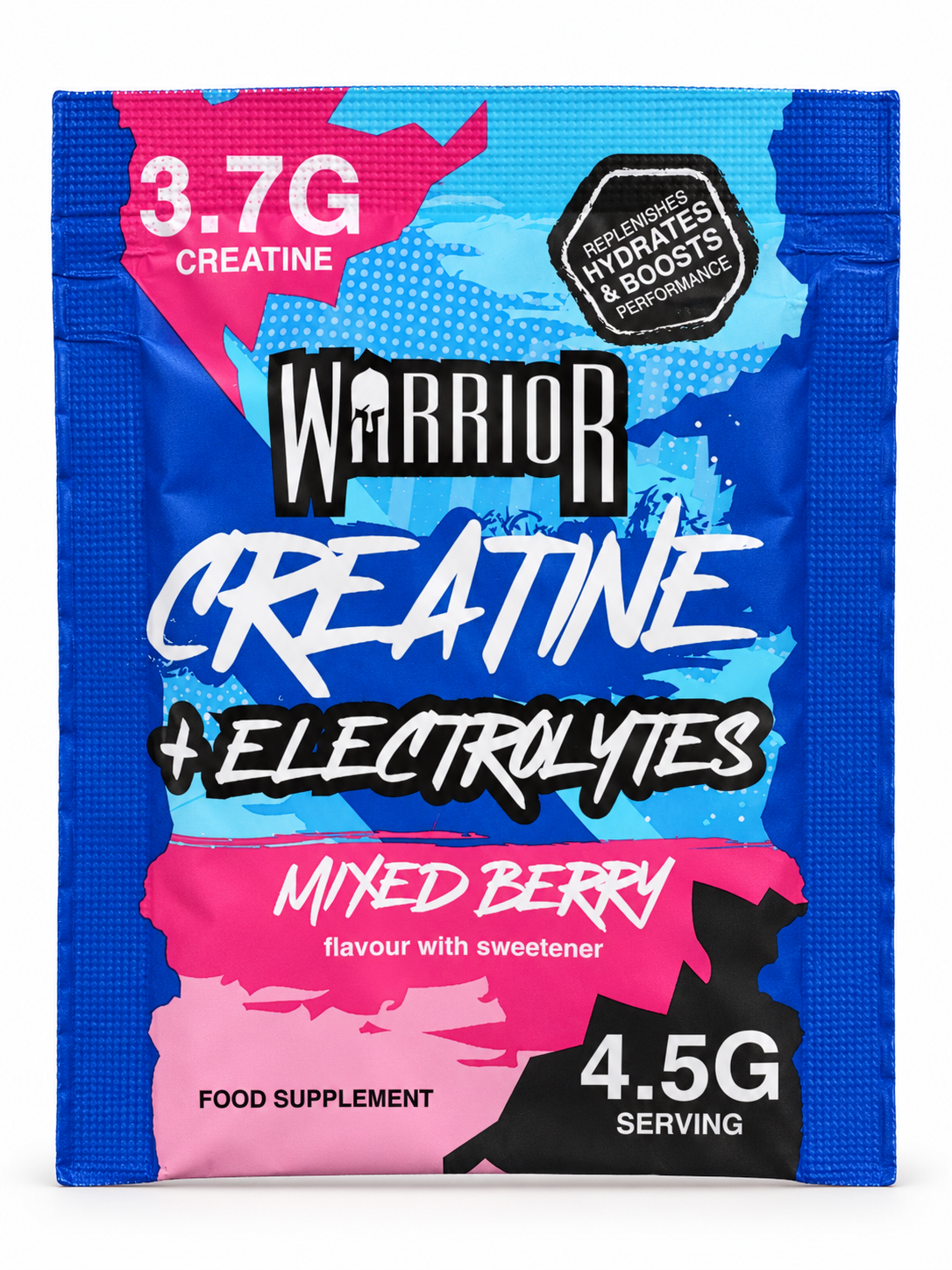 Warrior Creatine + Electrolytes Mixed Berry sachet 9 gram voorkant