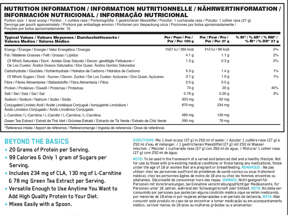 Optimum Nutrition Opti-lean Nutrition Facts