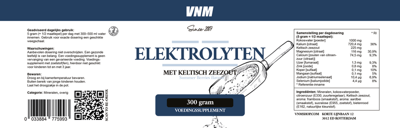 Etiket met de voedingswaarden