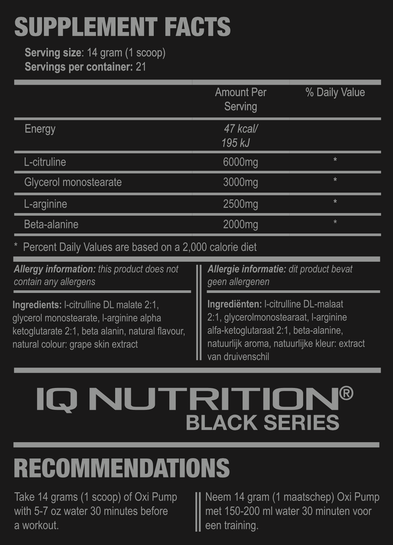 Etiket met de voedingswaarden