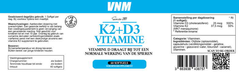 Etiket met de voedingswaarden