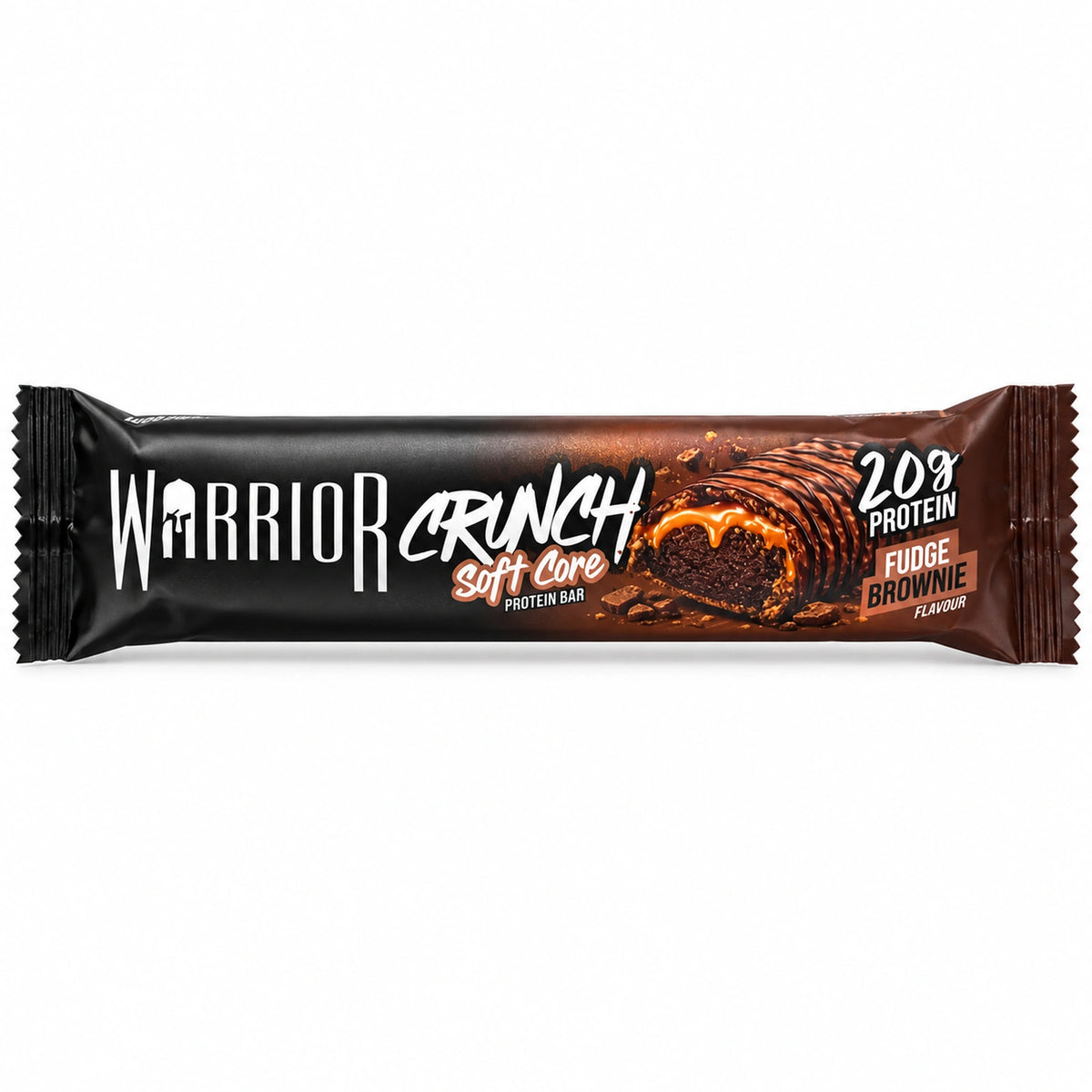 Warrior Crunch Soft Core Fudge Brownie op witte achtergrond
