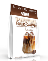 VNM Protein Iced Coffee Latte verpakking met 21g eiwit en 80 mg cafeïne