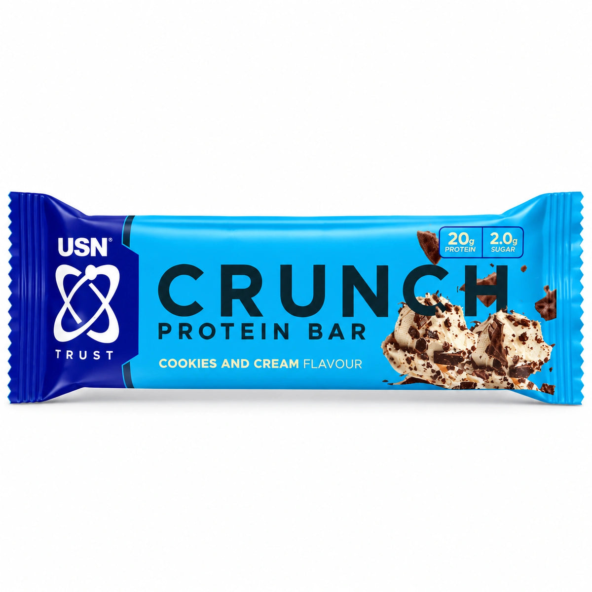 USN Trust Crunch Cookies & Cream op witte achtergrond