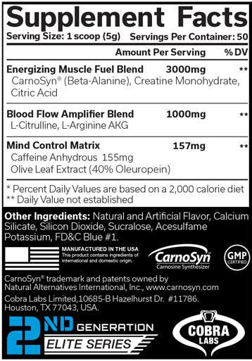 Cobra Labs The Curse nutrition facts