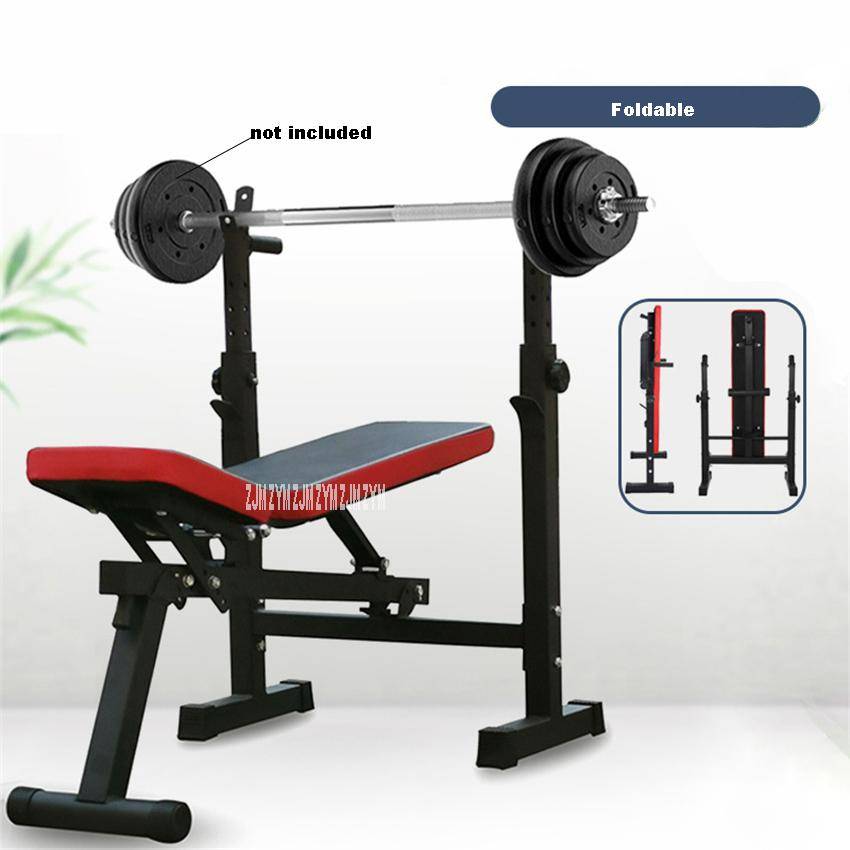 Folding weight bench with outlet rack