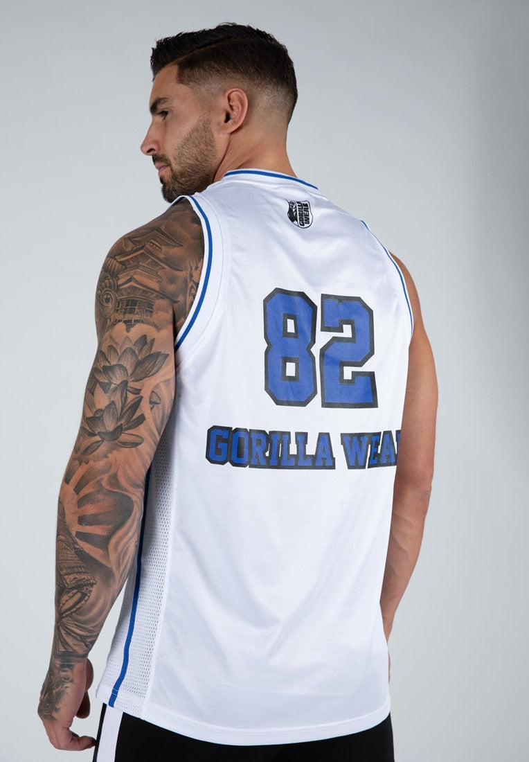 Gorilla Wear - San Mateo Jersey Tank Top White Blue Back