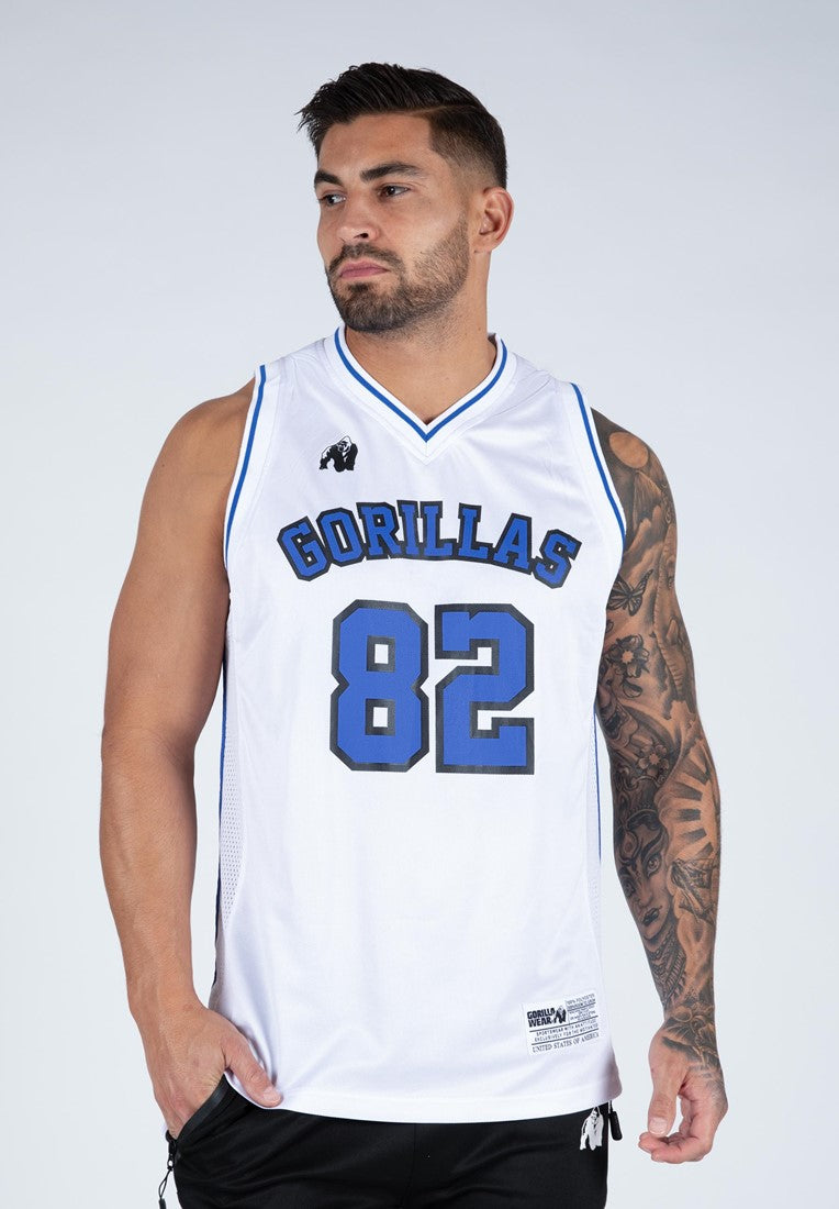 Gorilla Wear - San Mateo Jersey Tank Top White Blue