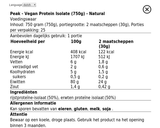 Peak vegan protein nutrition facts, label